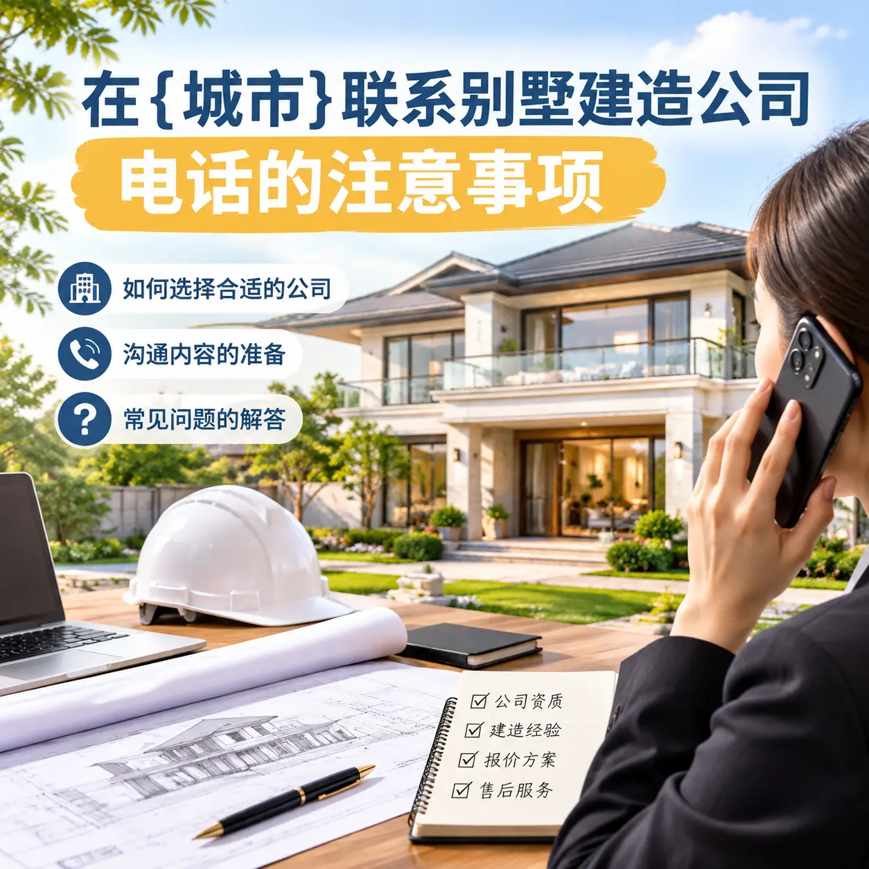 在白云联系别墅建造公司电话的注意事项